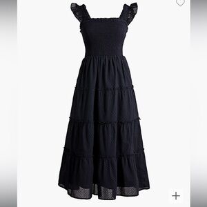 Jcrew smocked midi dress, size Medium, black